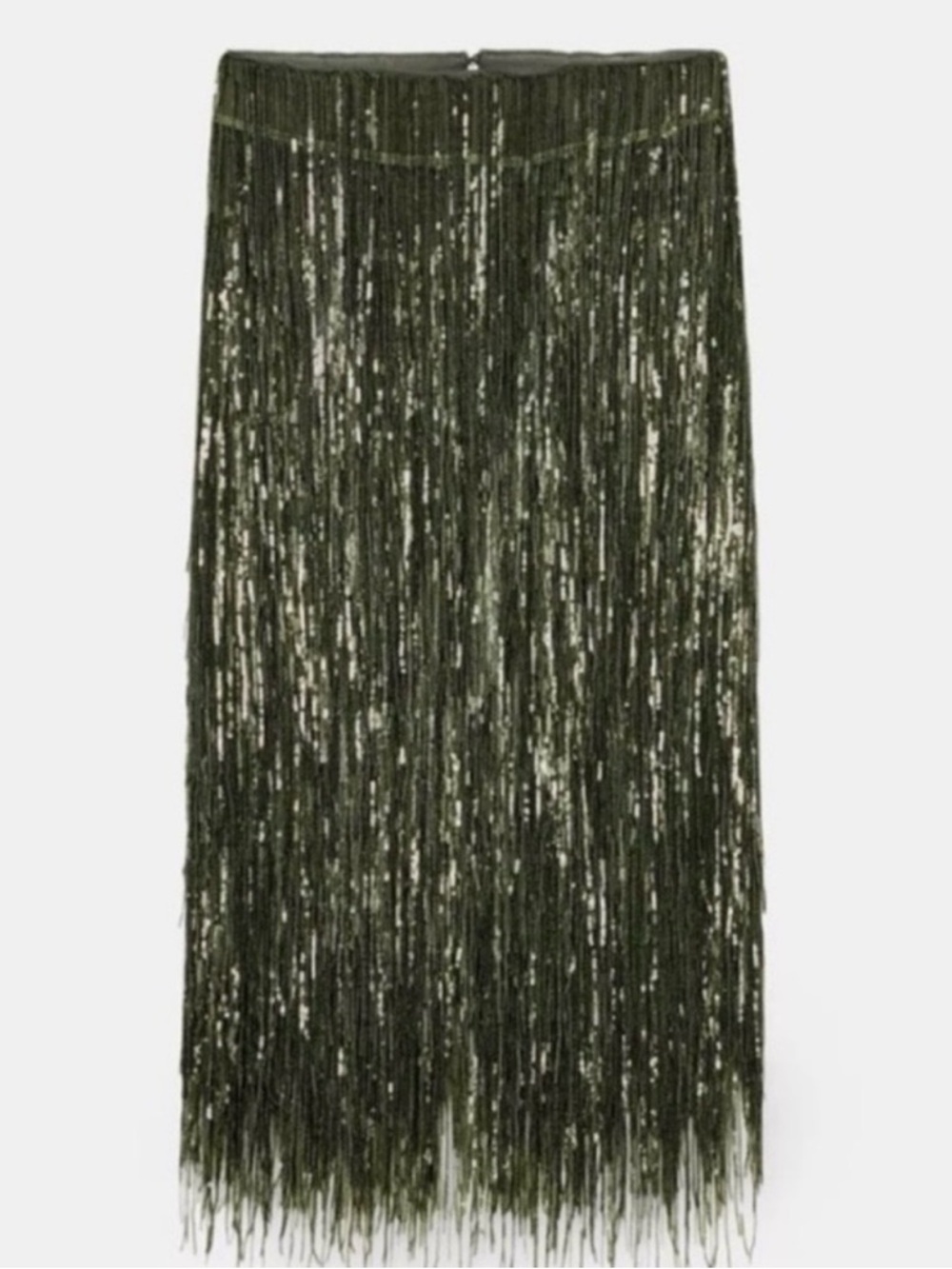 New with tags! Beautiful Limited edition Zara Olive Fringe Maxi Skirt